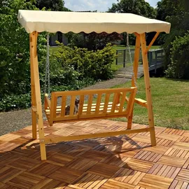 MuCoLa Holz Hollywoodschaukel beige 2-Sitzer