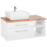 WELLTIME Waschbeckenunterschrank WELLTIME "Davos", weiß, B:90cm H:55cm T:47cm, Schränke, Waschbeckenunterschrank, Badmöbel, Waschtisch inkl. Waschbecken, Breite 90 cm