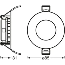 Osram HOMELIGHTING Downlight Slim Set 3 x 85mm 3000K 4099854445866 Einbau-Slim-Downlight mit integriertem Treiber 4.50 W 720 lm - Weiß