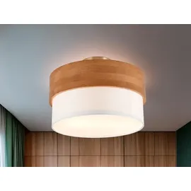 Trio Lighting Deckenleuchte Holz & Stoffschirm Ø 30cm - Hellbraun