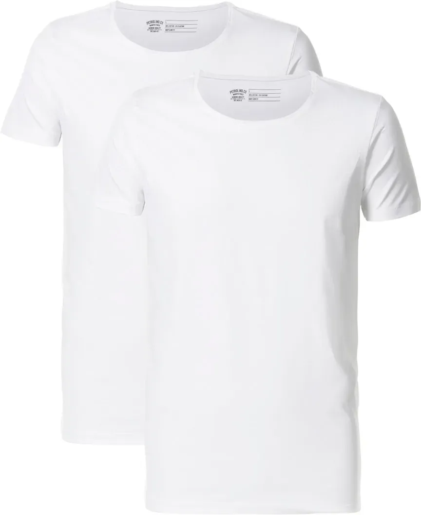 T-Shirt PETROL INDUSTRIES, Herren, Gr. XL, weiß, Jersey, Obermaterial: 95% Baumwolle, 5% Elasthan, unifarben, Basic, schmal normal, Rundhals, gerader Abschluss, Shirts T-Shirt, Rundhals