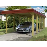 SKANHOLZ Skan Holz Carport Spreewald 345 cm x 893 cm rote Blende