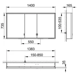 Keuco Royal Lumos 140 cm silber eloxiert