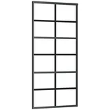 vidaXL Schiebetür ESG-Glas und Aluminium 90x205 cm Schwarz