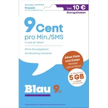 blau.de 9 Cent Startpaket Prepaid-Karte ohne Vertragsbindung