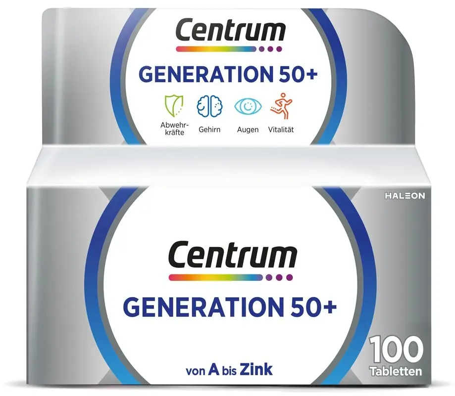 Centrum Generation Multivitamin 50+ – Hochwertiges Nahrungsergänzungsmittel mit Mikronährstoffen – Für Erwachsene ab 50 Jahren – Vitamine, Mineralstoffe, Spurenelemente