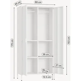 [en.casa] Kleiderschrank Esteli 80 x 170 x 45 cm Weiß