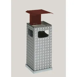 PROREGAL Kombiascher mit 3-Fach Einwurf | 38 Liter, HxBxT 95x44x44cm | Aluminium-Duett-Blech | Dach Rot | Mülleimer Aschenbecher Abfalleimer