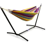 LACESTONE Hängematte mit Gestell Hängeliege Relaxliege Outdoor Indoor 180x140 bis 120Kg Regenbogen