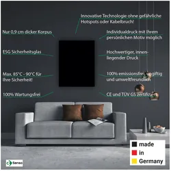 3Senso Infrarotheizung ST900 Standard "RAL9005 Tiefschwarz" -  900 Watt - 15 Jahre Garantie; Variante Wohnraum IPX0, Hochformat (Vertikal)