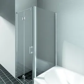 Kermi Liga Seitenwand verkürzt LITVD09016VAK 90x160cm, silber hochglanz, ESG klar, auf Badewanne