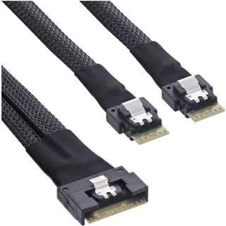 InLine Slim SAS Kabel, SFF-8654 8i zu 2x SFF-8654 4i, 0,5m