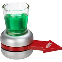 Relaxdays Trinkspiel Spin the Shot Flaschendrehen 2 cl Shotglas Grau/Rot
