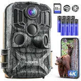 DEATTI Wildkamera mit Handyübertragung APP, 4K 48MP HD WLAN Bluetooth Wildkamera mit Bewegungsmelder Nachtsicht, 120 °Weitwinkel Wildtierkamera, IP66 Wasserdicht, 32GB SD Karte und 8*AA-Batterien