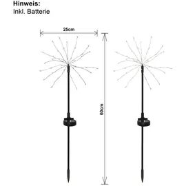 Star Trading | LED-Solar-Dekoration'Firework', 2er Pack, schwarz 45 warmwhite LED