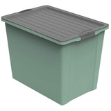 Rotho Compact Aufbewahrungsbox 70l mit Deckel und Rollen, Kunststoff (PP recycelt) BPA-frei, grün/anthrazit, A3/70l (57.0 x 39.5 x 43.5 cm)