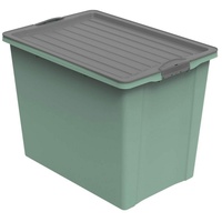 Compact Aufbewahrungsbox 70l mit Deckel und Rollen, Kunststoff (PP recycelt) BPA-frei, grün/anthrazit, A3/70l (57.0 x 39.5 x 43.5 cm)