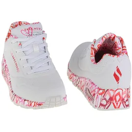 SKECHERS Uno - Loving Love Damen white durabuck/red pink mesh trim 38