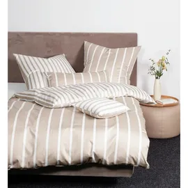 JANINE Interlock-Jersey59028 3 Gestreift Beige 135 x 200 cm + 80 x 80 cm