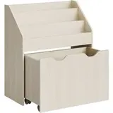 Songmics Spielzeugregal mit 3 Regalebenen auf Rollen haferflockenbeige