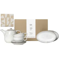 Teeservice BROSTE COPENHAGEN "Single Geschirr-Set Nordic Sand, inkl. 1 Päckchen Papierserviette", beige (natur), 8 tlg., Keramik, Geschirr-Sets, Beliebte Geschirr Sets Exclusiv mit Geschenk