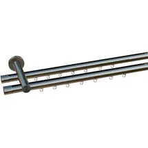 OTTO home Gardinenstange OTTO HOME "Kappe 2-Lauf" Gr. 7, silber (edelstahlfarben, silberfarben), L:480cm Ø:20mm, Eisen, Gardinenstangen, Innenlauf Komplett-Set inkl. Gleitern und Montagematerial