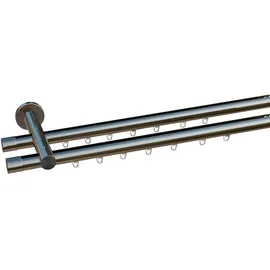 OTTO home Gardinenstange OTTO HOME "Kappe 2-Lauf" Gr. 7, silber (edelstahlfarben, silberfarben), L:480cm Ø:20mm, Eisen, Gardinenstangen, Innenlauf Komplett-Set inkl. Gleitern und Montagematerial