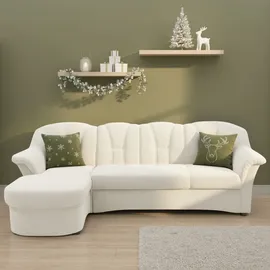DOMO collection Ecksofa DOMO COLLECTION "Flores Schlafsofa, B/T/H: 233/142/86 cm, L-Form", beige (creme), B:231cm H:84cm T:142cm, 100% Polyester, Sofas, Ecksofa, wahlweise mit Bettfunktion, wahlweise mit Federkern, auch in Leder