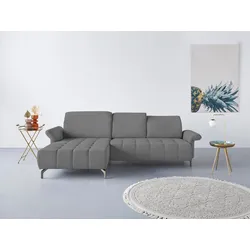 Ecksofa INOSIGN "Fresh L-Form", grau, B:281cm H:79cm T:185cm, 100% Polyester, Sofas, Federkern, wahlweise Kopfteilverstellung und motorischer Vorziehsitz