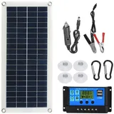 Aumotop Flexible Solarpanel Kit 300W 12V 24V Schaltbar, Komplettanlage Photovoltaik Panel mit Kabel 60A Solarzelle Outdoor Solar Ladegerät für Auto RV Boot Wohnwagen Hause Dach