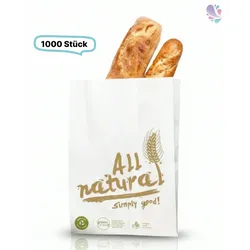 Blanc HYGIENIC Bäckerfaltenbeutel, Papierbeutel, weiß, 1000 Stück, umweltfreundlich und recyclbar, 12 + 5 x 25 cm