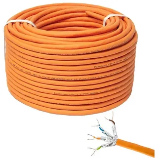 Premium X PremiumX 50m CAT 7 Netzwerkkabel LAN Kabel Verlegekabel Ethernet Datenkabel Simplex - Orange