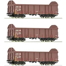 Roco 3-tlg. Set: Offene Güterwagen 6600131 H0/N