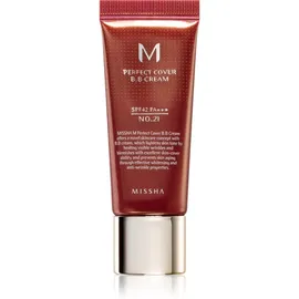 Missha M Perfect Cover BB Creme mit sehr hohem UV-Schutz kleine Packung Farbton No. 21 Light Beige SPF 42/PA+++ 20 ml