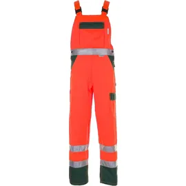 Planam Warnschutz Latzhose orange/grün