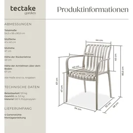 Tectake Alcudia Sessel 54,5 x 54,5 x 80,5 cm taupe 4 St.