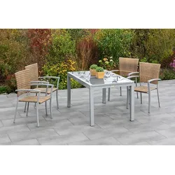 MERXX Gartenmöbelset »Savona«, 4 Sitzplätze, Aluminium/Kunststoff - silberfarben