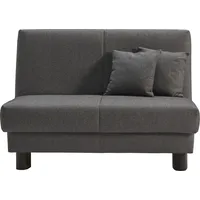 Schlafsofa ELL + ELL "Enny", grau, B:125cm T:100cm, Sofas, Liegefläche Breite 120 oder 140 cm, Liegehöhe 40 cm, Füße schwarz