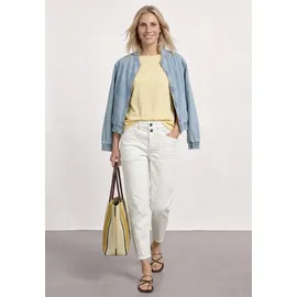 STREET ONE High Waist Barrel Leg Jeans, im Loose Fit Off White washed, 28, Länge 28, weiß (weiß (länge 28)), Denim/Jeans, Obermaterial: 55% Baumwolle, 21% Polyester, 14% Lyocell, 9% Viskose, 1% Elasthan, unifarben, knöchelfrei, Jeans, mit Viskose