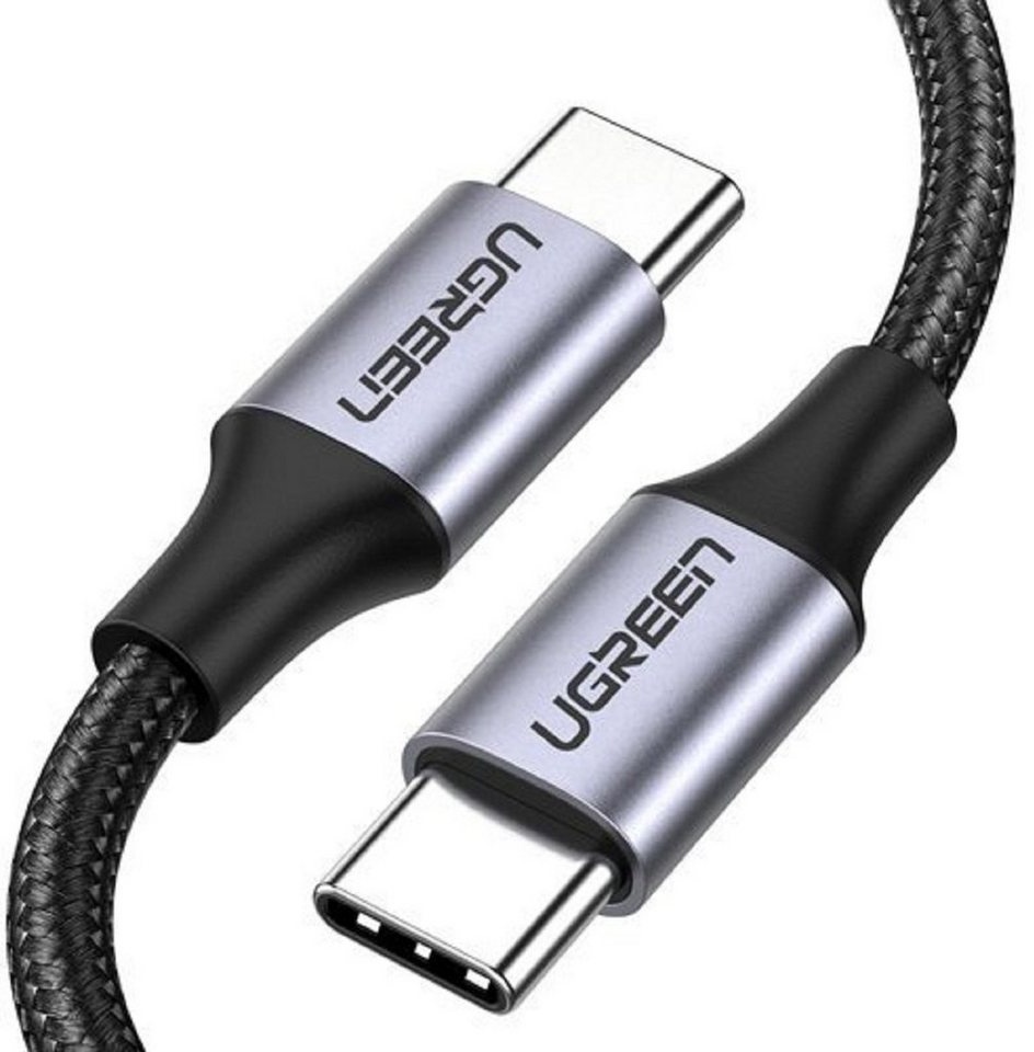 UGREEN USB Type C - USB Type C Quick Charge 480 Mbps Kabel 60 W 3 A 1 m Smartphone-Kabel, (100 cm) grau|schwarz