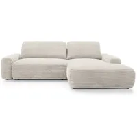 GOLDSTOFF MOUNIR Ecksofa mit Schlaffunktion & Bettkasten 270x170 cm  | Stilvoll und komfortabel Cord Schlafsofa L-Form | schlafcouch (cremefarben) - Beige