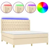 vidaXL Boxspringbett mit Matratze & LED Creme 160x200 cm Stoff
