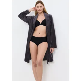 Triumph Morgenmantel TRIUMPH "Robes Fleece Robe 01", Damen, Gr. 40/42, grau (ink gray), Obermaterial: 100% Polyester, Midilänge, Hausmäntel, warmer Morgenmantel
