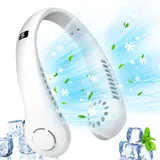 GOXAEEE Tragbarer Mini Hals Ventilator mit,5 Geschwindigkeiten, USB nackenventilator mit 360° Luftstrom,Ventilator Hals Hängend,Blattlos Nackenventilator für Reisen, Sport,Camping (white)