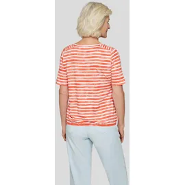 Rabe Rundhalsshirt im Streifen-Look und mit Nieten-Details Gr. 48, Mandarine, , 94374915-48