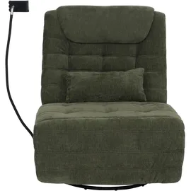 Mendler Relaxsessel HWC-P92 Chenille 82 x 96 x 0 cm Grün drehbar mit Liegeposition