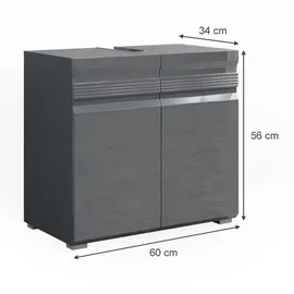 Vicco Waschbeckenunterschrank Fredd 60 x 56 cm Anthrazit Hochglanz