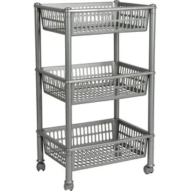 Plast Team Aufbewahrungs-Trolley 50 x 68 x 50 cm 3-tlg. silber
