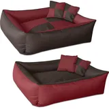 BedDog Hundebett MAX Quattro 100 x 85 cm braun-rot