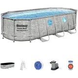 BESTWAY Power Steel Swim Vista Series Set 549 x 274 x 122 cm steinwandoptik inkl. Filterpumpe